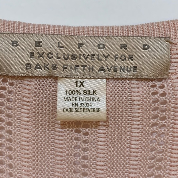 Saks 100% Silk Knit Sweater Blush Pink size 1X - Picture 3 of 6